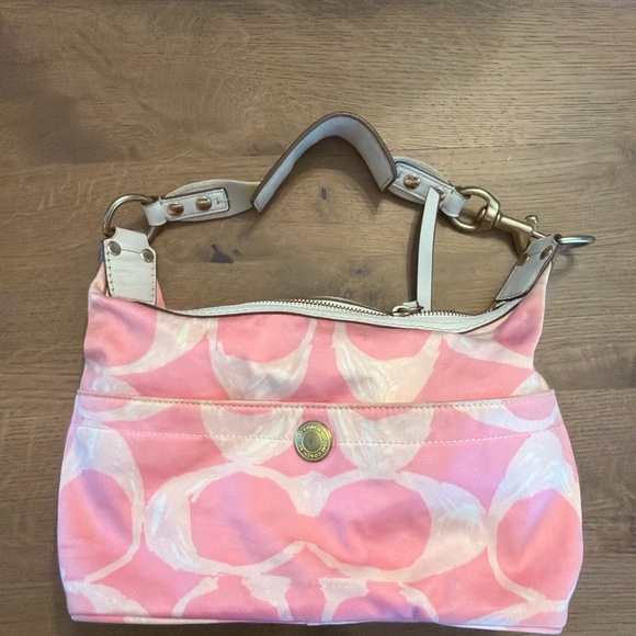 Vintage Coach Hamptons Pink Floral Shoulder Bag | Y2K Coach Canvas 